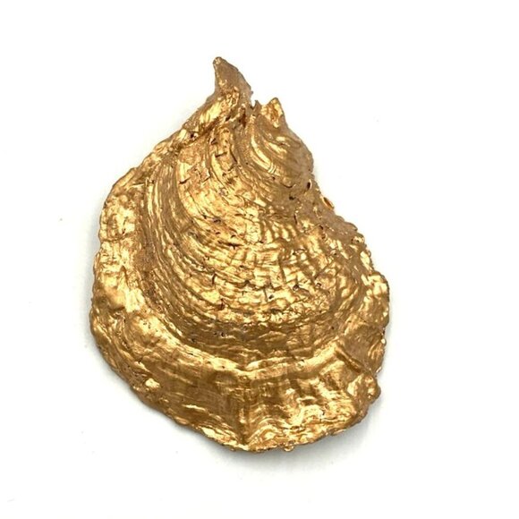 Oyster Shell Trinket Dish Lemon Decoupage 3.5" Summer Coastal Farmhouse Fresh - Picture 2 of 4